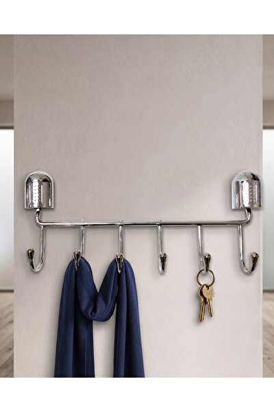 Köklü Züccaciye 6'lı Kapı Arkası Metal Askılık Banyo Duvar Elbise Kıyafet Ask...