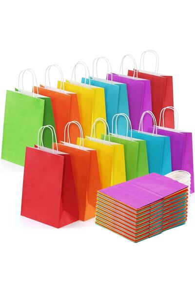 ORVILLA 24Pcs Paper Gift Bags, 21x15x8 cm Kraft Paper Bags Party Favor Bags w...