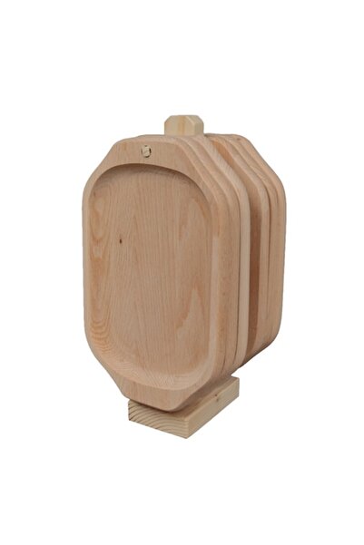 LimArt Set de 6 platouri de servire din lemn, cu suport inclus, 23x14 cm, rustic