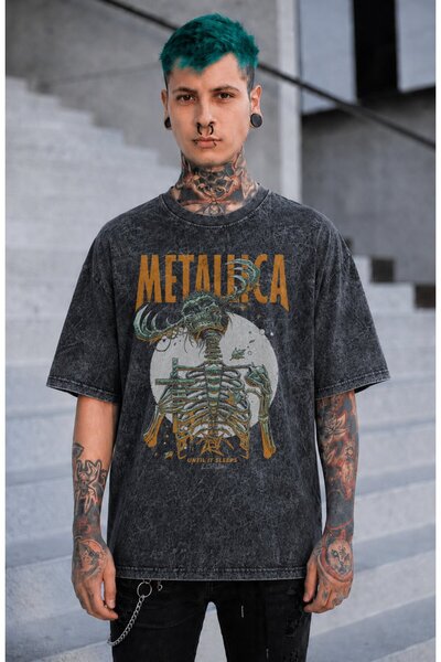 Fuddy Moda Unisex μπλουζάκι Metallica με στάμπα  "Until It Sleeps ", ρετρό μπ...