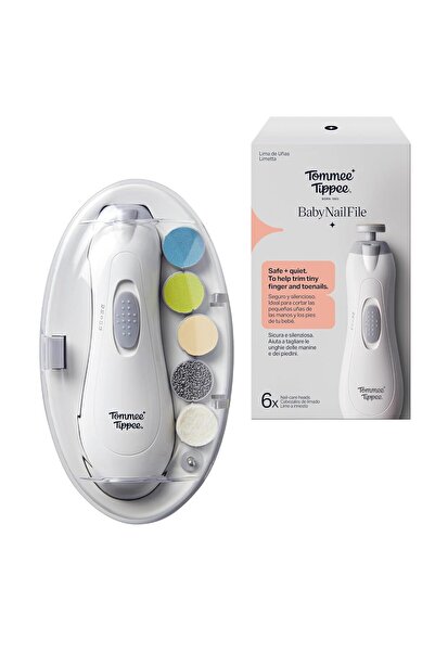 tommee tippee مبرد أظافر كهربائي للأطفال، يعمل بالبطارية مع ستة رؤوس تلميع، م...