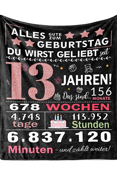 OEM AOWINS Pătură pentru 13 Ani Zi de Naștere Moale Primitvă Cadou 150x130 cm...