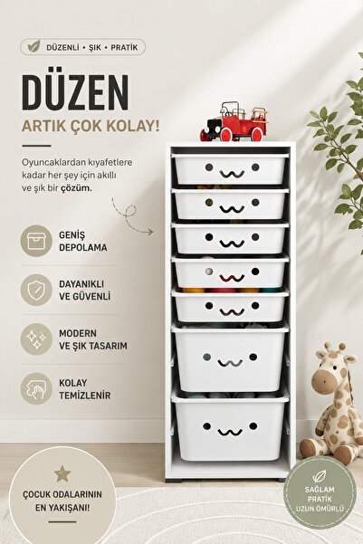 DEKOZUM CANDY 2 Large 5 Dar Gülücüklü Oyuncak Dolabı Çok Amaçlı Dolap Oyuncak...