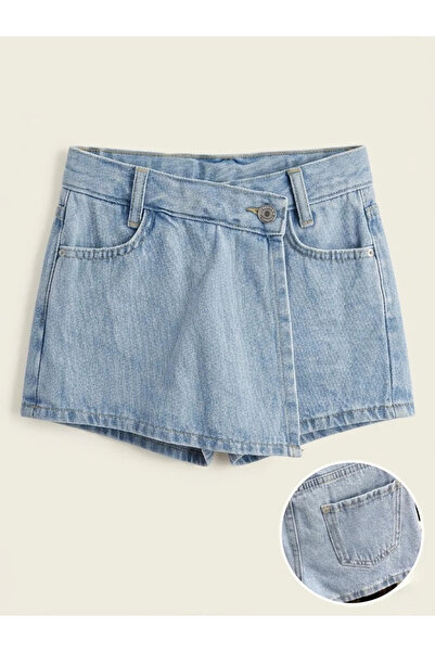 kidstalya Girl's Light Blue Denim Shorts Skirt