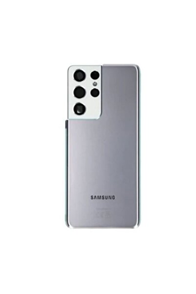 Yedcom Samsung Uyumlu S21 ULTRA Gri Uyumlu Kamera Camlı Arka Pil Kapağı Batar...