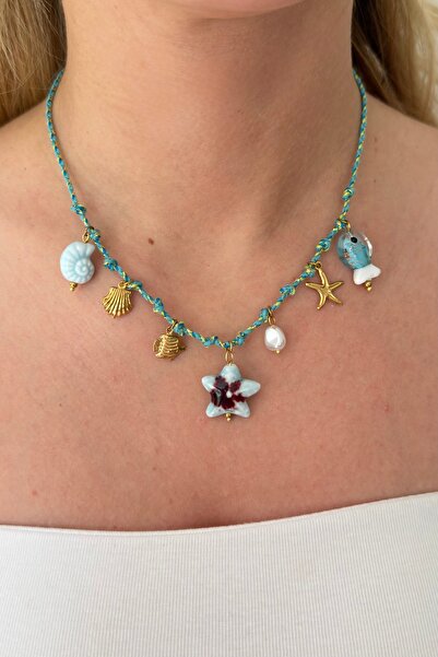 Lavian Accessories Çelik Doğal Taş Detaylı Charm Kolye
