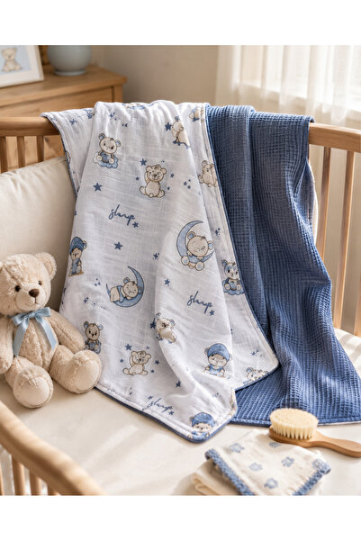 Minora Baby&Kids بطانية أطفال من مينورا مزدوجة الجوانب من قماش البيكيه الموسل...