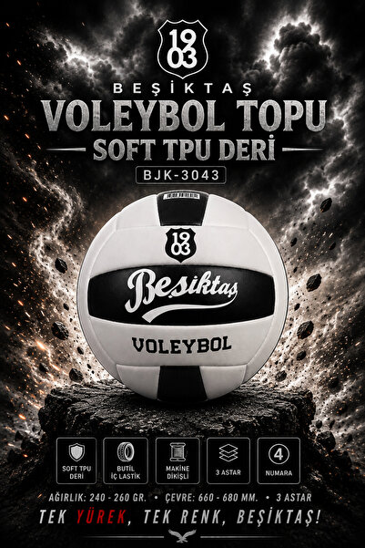 AVESSA Lisanslı Beşiktaş Voleybol Topu Soft BJK-3043 – 4 Numara - TPU Deri - ...