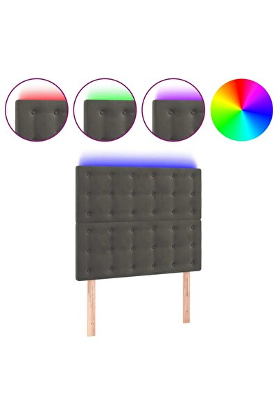 vidaxl Tăblie de pat cu LED, gri închis, 90x5x118/128 cm, catifea
