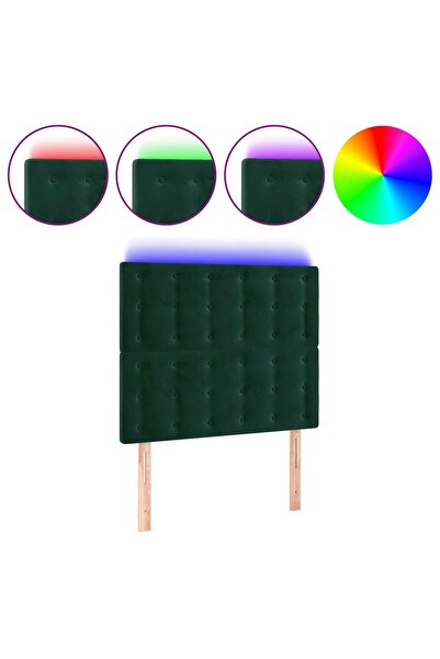 vidaxl Tăblie de pat cu LED, verde închis, 100x5x118/128 cm, catifea
