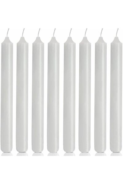 The Bros 8 Pack Tall White Candles, 17cm Long Thin Dripless Unscented Dinner ...