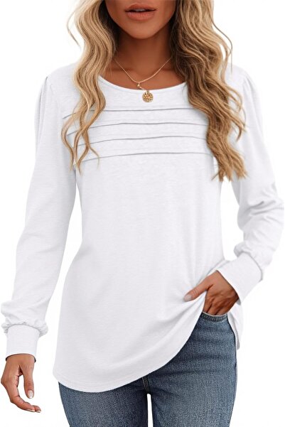 OEM Bluză pentru femei, tricou cu mânecă lungă, elegantă, oversize, alb, S