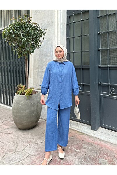 EC MODA Women's Sleeve Tunnel Linen Double Suit
