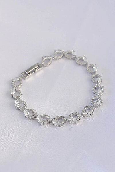 ALKASAZ Vip Series Brass Zircon Stone Silver Color Barley Model Bracelet