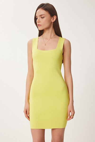 Hiccup Rochie mini bodycon cu nervuri și guler pătrat ISTANBUL