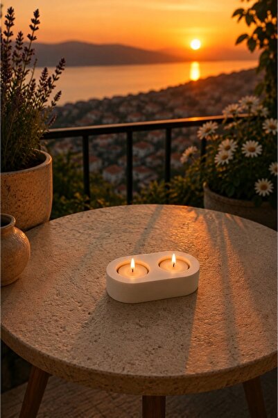 ACELEYOLLA 2'li Beton Tealight Mumluk – Dekoratif Mumluk