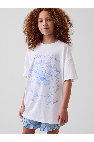 GAP Kız Çocuk Beyaz Care Bears Grafik Baskılı Tunik T-Shirt