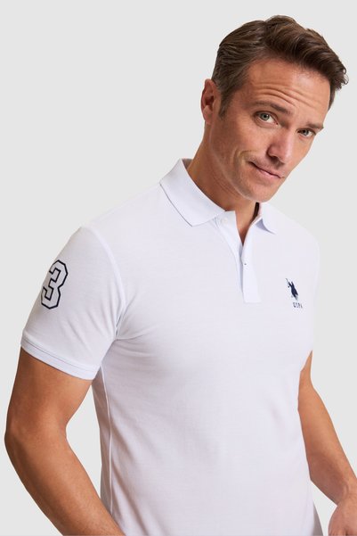U.S. Polo Assn. Men's White Slim Fit Polo Collar Basic T-Shirt 50326920-Vr013