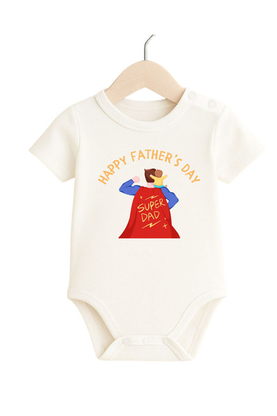 babytex بدلة أطفال لعيد الأب مطبوع عليها Super Dad مصنوعة من القطن بنسبة 100%...