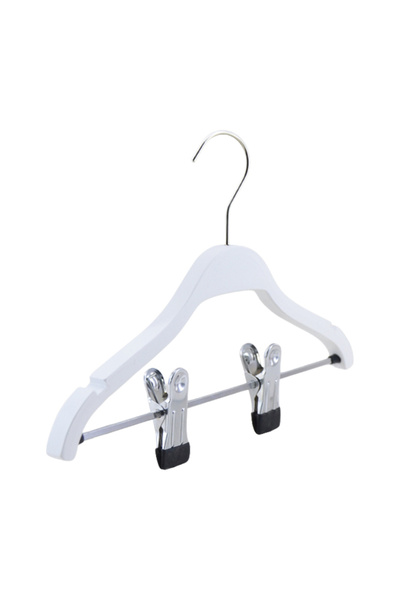 NYN Wooden 3-7 Years Old 30cm Children's Clothes Hanger White Color 6 Pieces