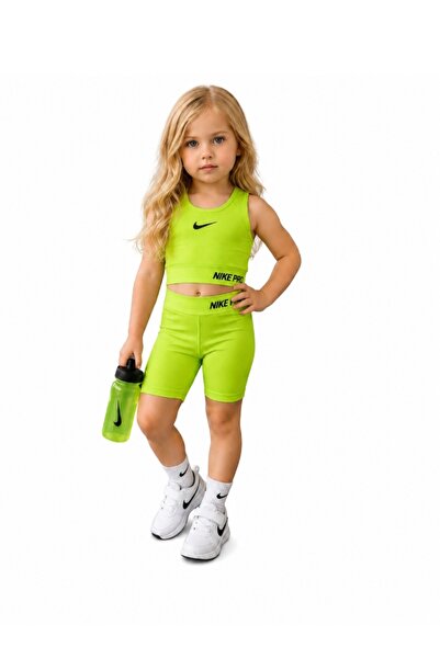 MOM Kız Çocuk Sporcu Takımı Crop Üst Şortlu İkili Takım(mayo olarakta kullana...