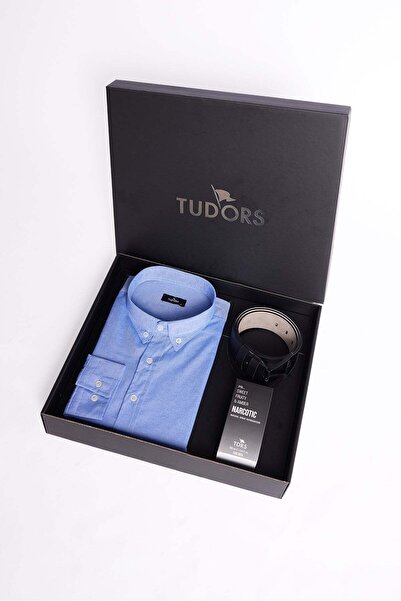 Tudors مجموعة هدايا خاصة للرجال مكونة من 3 قطع في صندوق - قميص وعطر وحزام - م...