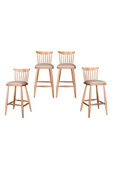 Vivense ALDDON NATURAL AHŞAP BAR SANDALYESİ, 4 ADET
