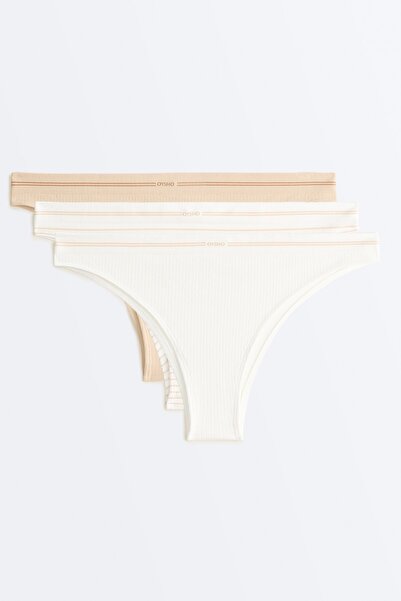 Oysho 3'lü fitilli poliamit karışımlı seamless Brezilya külot