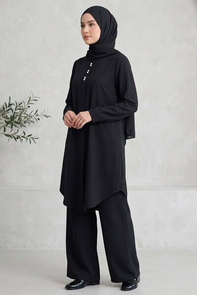 TOFİSA Riz Tunik Pantolon İkili Takım Siyah - 2129-SIYAH