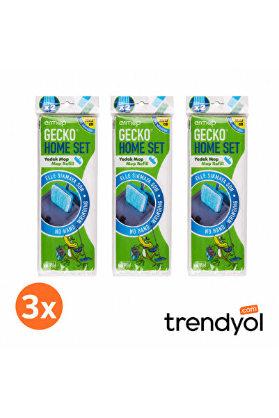 Ermop Gecko Home Set Temizlik Seti Yedek Mikrofiber Mop 3 Paket 2'li Toplamda...
