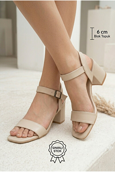 Registan Shoes VELLARİS 6 CM BLOK TOPUKLU KADIN KLASİK SANDALET VE TERLİK MOD...