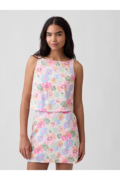 GAP Kadın Çok Renkli Keten Karışımlı Apron Bluz