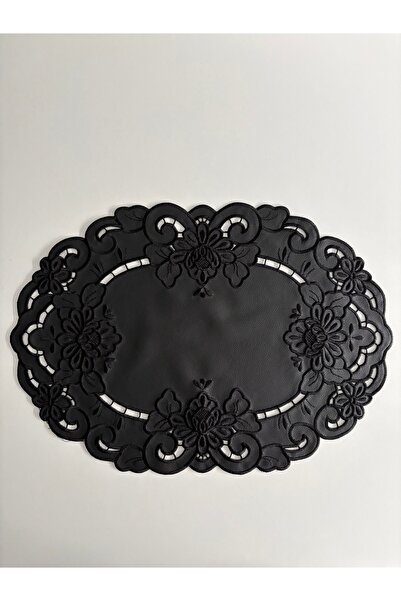 Denef Home Oval Antique - Leather American Service Hole Work Black - 35X50 cm...
