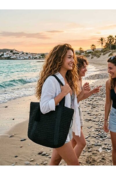 Prahar Široko pletena slamnata torba za plažu napravljena od 100% papirnih vl...