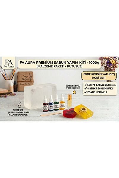 FA Aura Şeffaf Sabun Yapım Seti 1 KG- Erit-Dök Kolay Sabun Bazı Malzemeleri S...