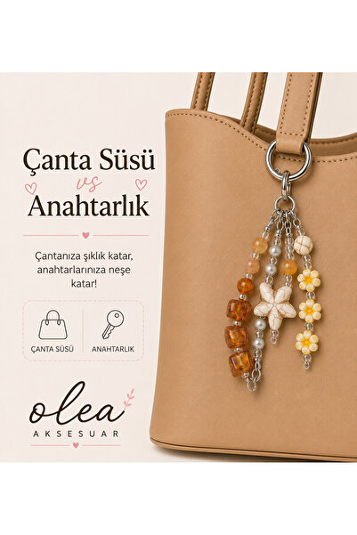OLEA AKSESUAR Bohemian Floral and Papaya Design Bag Ornament and Keychain, Ph...