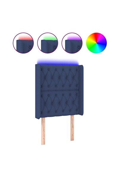 vidaxl Tăblie de pat cu LED, albastru, 83x16x118/128 cm, textil