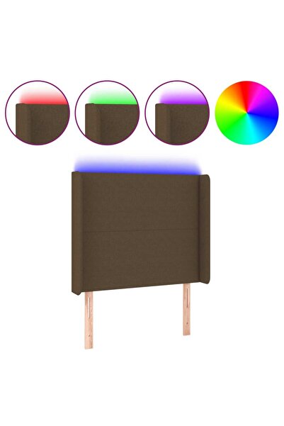 vidaxl Tăblie de pat cu LED, maro închis, 83x16x118/128 cm, textil