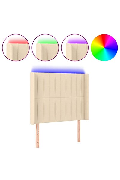 vidaxl Tăblie de pat cu LED, crem, 83x16x118/128 cm, textil