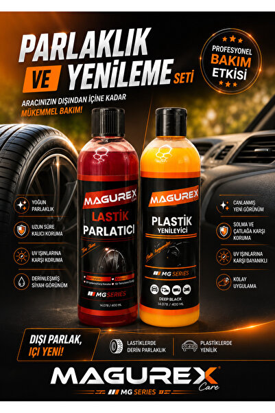 MAGUREX Parlaklık ve Yenileme Seti (Lastik Parlatıcı + Plastik Yenileyici) 2'...
