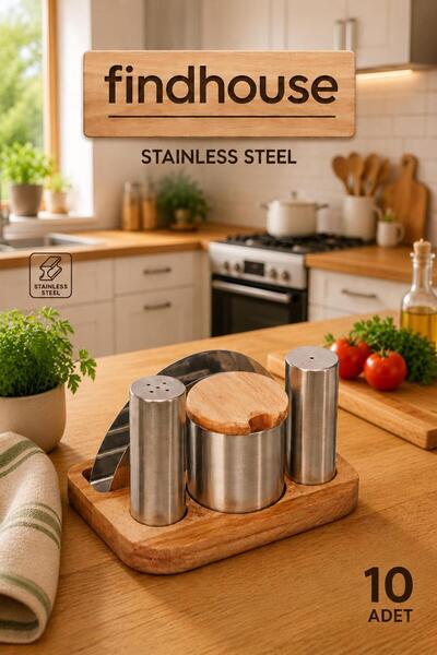 findhouse 10 Sets of Spice Shakers with Stainless Steel Wooden Napkin Holders...