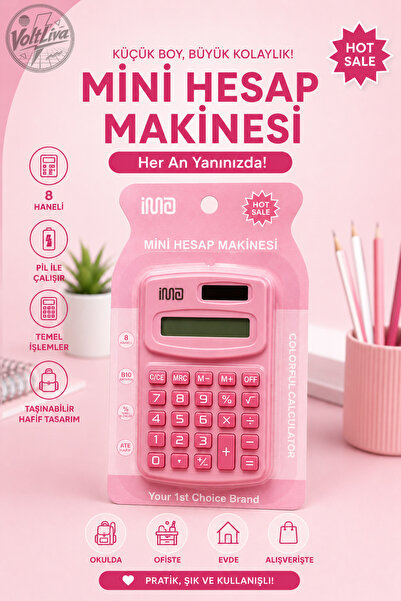VoltLiva Pembe Mini Hesap Makinesi
