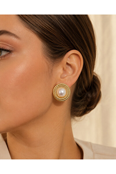 OGHAMAY Gold Color Spiral Model Pearl Women's Earrings Brass Material Vintage...