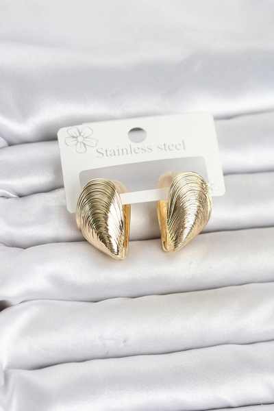 Clariss 316L Steel Gold Color Mussel Model Women's Earrings