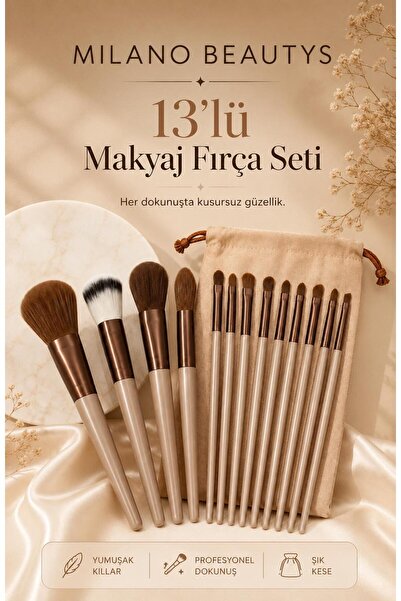 MİLANO BEAUTYS 13'lü Makyaj Fırçası Pembe Fırçaları