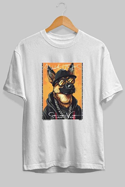 Ankhises Tricou supradimensionat alb cu imprimeu câinele Dog For Love 19, 100...