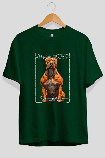 Ankhises تي شيرت Dog For Love 14 أخضر اللون مطبوع عليه صورة كلب، مقاس كبير، 1...