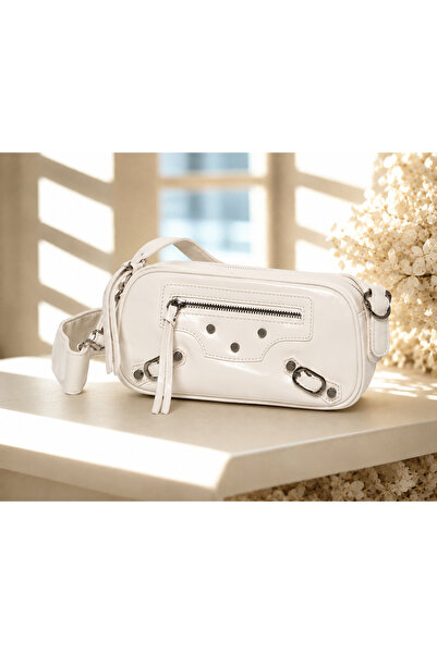Finelook Women's Rivet Crossbody Bag - Lightweight Moto Shoulder Purse