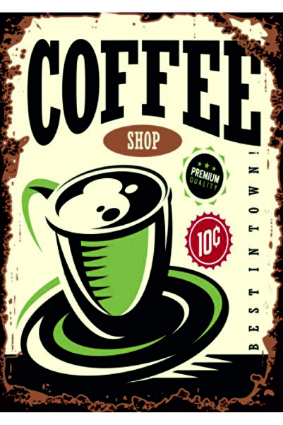 Lucena Decor de perete din lemn MDF cu design retro cafea, pictat în stil ant...