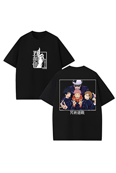 MAGORS Tricou unisex cu decolteu rotund, 100% bumbac, cu imprimeu anime Jujut...